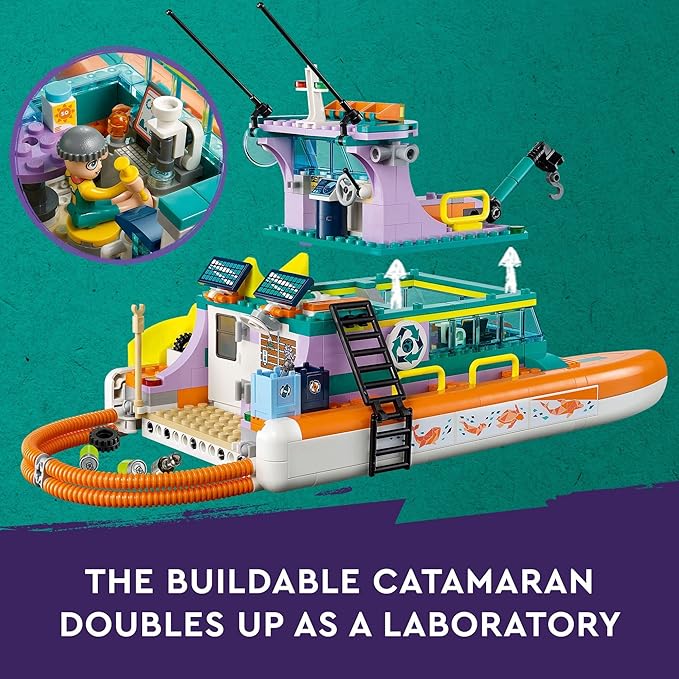 LEGO Friends Sea Rescue Boat 41734 Building Toy Set for Boys & Girls Ages 7+ Who Love The Sea, Includes 4 Mini-Dolls, a Submarine, Baby Dolphin and Toy Accessories for Ocean Life Role Play