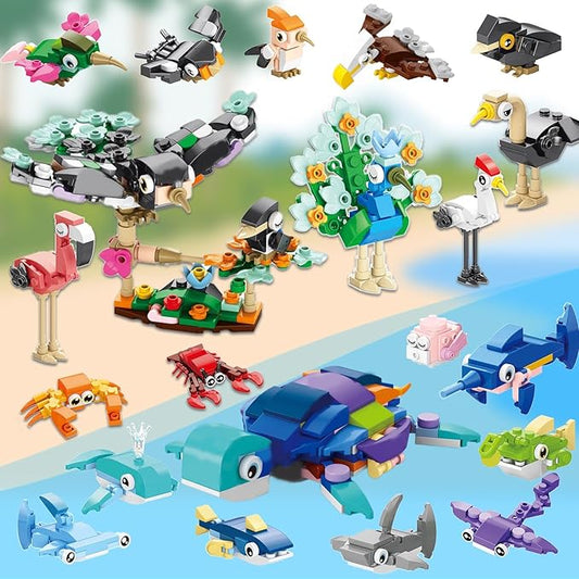 Party Favors for Kids - 20 Pack 583PCS Animals Building Blocks Toy Set for Birthday Valentines Easter Christmas Classroom Prizes Goodie Bag Fillers Stocking Stuffers Gifts for Kids Boys Girls 6-12+