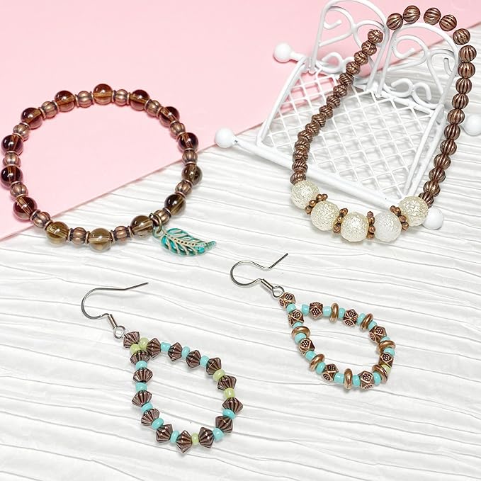 Antique Copper Beads for Jewelry Making Spacer Beads & Bead Assortments for Bracelet Necklace Earring Making Copper Craft Supplies Beads Copper Jewelry Findings Small Seed Beads Jewelry Set 500Pcs