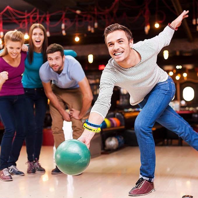 36 PCS Bowling Motivational Silicone Wristbands Rubber Bracelets Bulk for Baby Shower/Events/Carnival/Birthday Party Favors Supplies Decorations Goodie Bag Favor Stuffers