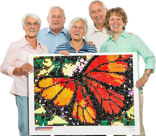 Huge Mosaic Puzzle Poster Kits | Group Project | No Mess Paint by Sticker | Stay at Home Activity | Classroom | One Sticker at a Time! | Large Butterfly | Learning Fun | 40” X 36” Giant Poster