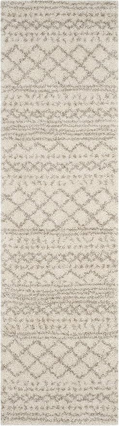 SAFAVIEH Arizona Shag Collection Runner Rug - 2'3" x 18', Ivory & Beige, Moroccan Design, Non-Shedding & Easy Care, 1.6-inch Thick Ideal for High Traffic Areas in Living Room, Bedroom (ASG741A)