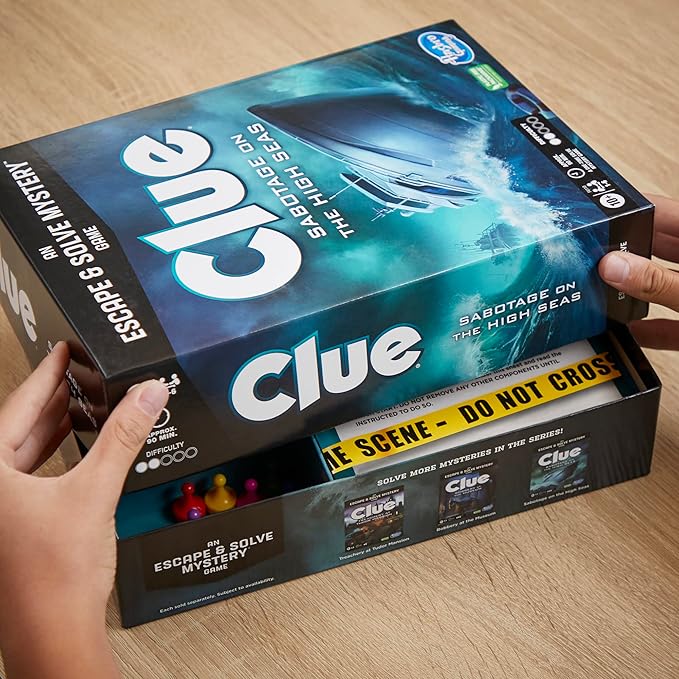 Clue Board Game Sabotage on The High Seas, Escape Room Game, Murder Mystery Games, Cooperative Family Board Game, 1-6 Players, 10+