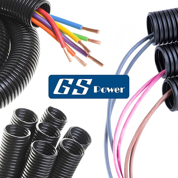 GS Power 3/4 Inch x 25 Ft Split Wire Loom Tubing, Split Cable Sleeve Cord Protector for Industrial Electrical Wires, Automotive Wire Cover Flexible, High Temperature Cable Conduit, Wrap