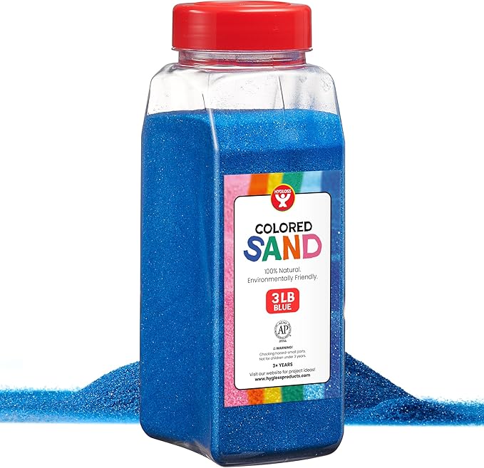 Hygloss Products - 29305 Colored Play Sand - Assorted Colorful Craft Art Bucket O' Sand, 3 lb, Blue
