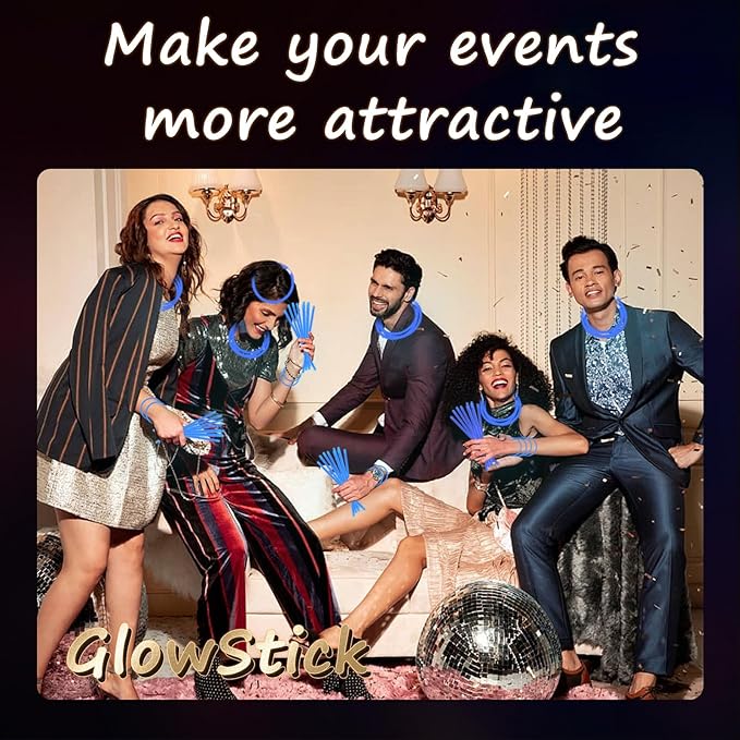 75 Glow Sticks Bracelets and Necklaces, 8'' Glowsticks Bulk Pack Bright Glow in the Dark Party Supplies for Kids (Blue)