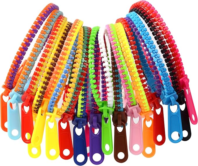 85-Pack Zipper Friendship Bracelets Set,Fidget Friendship Bracelets 7.5 Inches Sensory Toys Party Pack,Friendship Bracelets for Goodie Bag Fillers