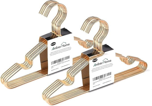 Amber Home 20Pack 12" Rose Gold Kids Baby Hangers, Strong Metal Children Clothes Hangers for Closet, Space Saving Infant Hanger for Toddler Coats Pants (Rose Gold, 20)