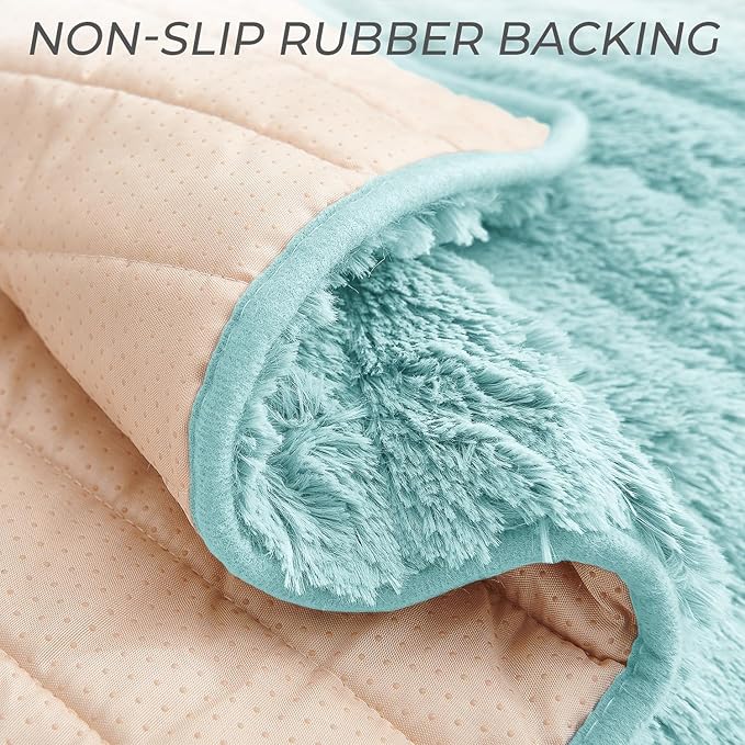 RBSC Home Plush Recliner Slipcover 30 Inches Baby Blue Chair Covers Artificial Wool Lazy Boy Cover Quilted Cover for Recliner Chairs and Furniture Soft Warm