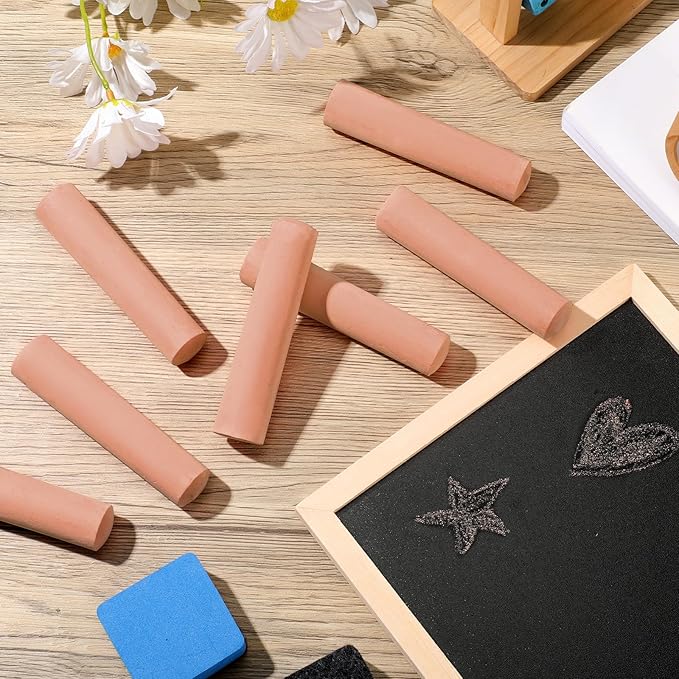 Fulmoon 40 Pcs Jumbo Sidewalk Chalk for Kids Outdoor Art Non Toxic Large Washable Street Chalk for Adults Drawing Painting Graffiti Classroom(Light Tan,Round Style)