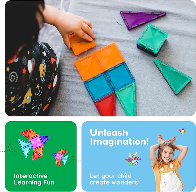 PicassoTiles 120 Piece Magnetic Building Block Mini Diamond Series Travel Size Magnet Construction Toy Set STEM Learning Kit Educational Playset Child Brain Development Stacking Blocks PTM120