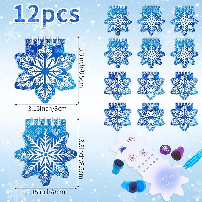 67 Pcs Frozen Party Favors Set, Winter Wonderland Birthday Supplies Party Favors Christmas Gifts for Girls Kids, Snow Theme Gift Set with Pens, Snowflake Gift Bag, Stamps Sticker for Gift