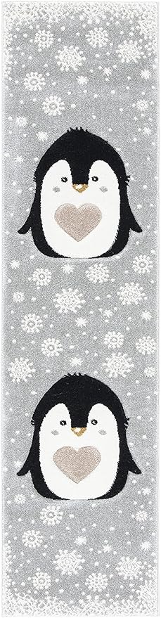 SAFAVIEH Carousel Kids Collection Runner Rug - 2' x 8', Light Grey & Black, Non-Shedding & Easy Care, Ideal for High Traffic Areas for Boys & Girls in Playroom, Nursery, Bedroom (CRK132F)
