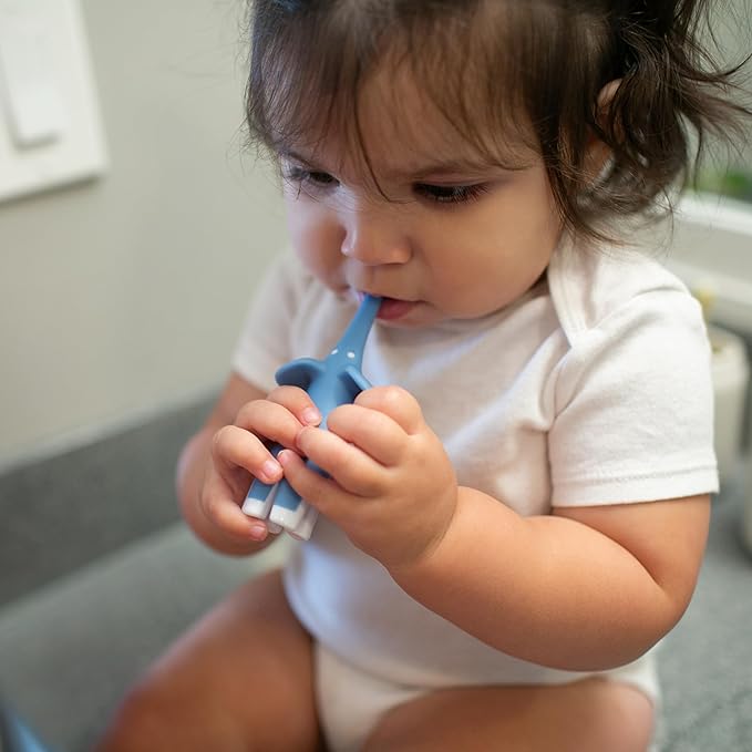 Dr. Brown's Infant-to-Toddler Training Toothbrush, Soft for Baby's First Teeth, Blue Elephant, 0-3 Years