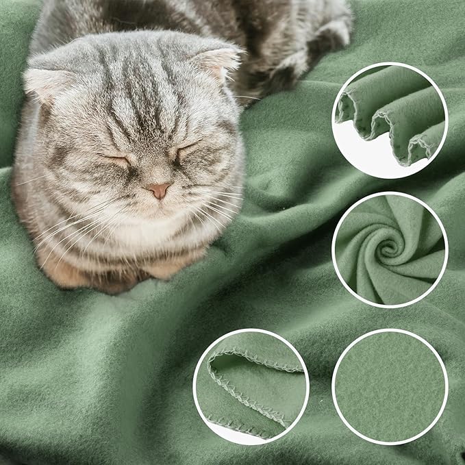 Buryeah 10 Pcs Fleece Blanket Bulk Soft Warm Fleece Blankets Cozy Lightweight Throw Blankets Plush Pet Throw Blanket for Home Bed Sofa Office Wedding Gifts Travel(50" X 60",Army Green)