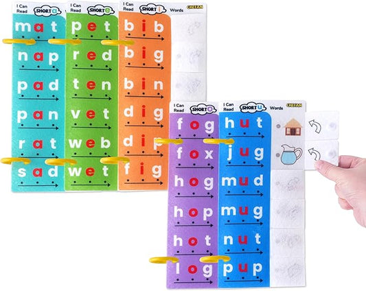 CHEFAN CVC Word Spelling Games, Phonics Flash Card Sight Word Games, Preschool Kindergarten Learning Activities, Montessori Educational Toy Gift for 3 4 5 6 Year Old Kids