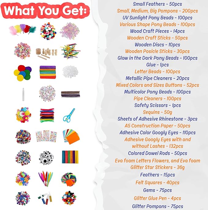 3000+ Pcs Arts and Crafts Supplies & Materials for Kids - Ultimate Bulk Craft Kit for Boys & Girls with 99 Activities Book for Ages 3-5, 4-6, 6-8, 8-12