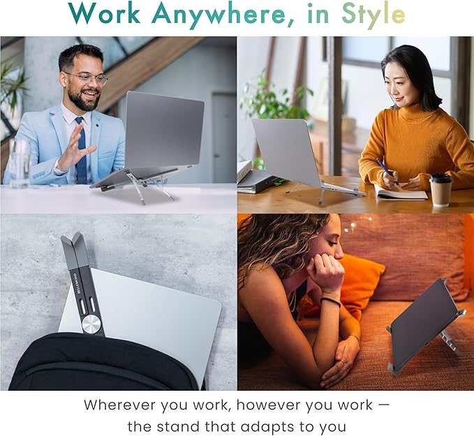 BELLEMOND Laptop Stand | Foldable & Adjustable Aluminum Riser | Ventilated X-Frame Japanese Design | Fits MacBook Pro/Air, Dell, HP, Lenovo & 10–17.3” Laptops | Portable & Lightweight | Midnight Black