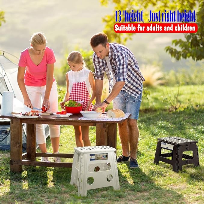 ACKO 10pack Folding Step Stool -13inch Height Premium Heavy Duty Foldable Foot Stool for Kids and Adults, Kitchen Garden Bathroom Stepping Stool White