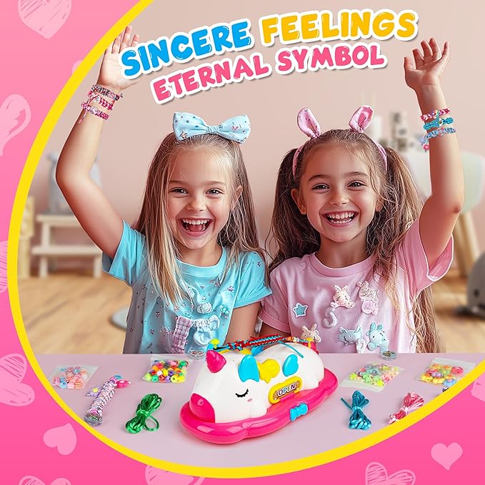 Flooyes Unicorn Friendship Bracelet Making Kit Girls Toys, Ages 4 5 6 7 8 Year Old Girls Birthday Gifts Ideas,Double Storage DIY Jewelry String Maker Supplies,Arts and Crafts for Kids Ages 4-6 6-8 5-7