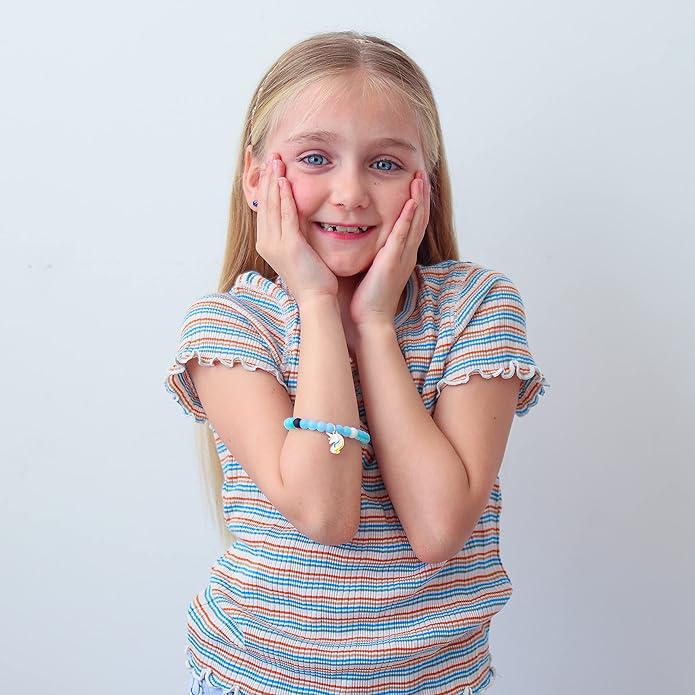 FROG SAC 3 Unicorn Bracelets for Girls, Silicone Bubble Bracelet Pack for Kids, Unicorns Theme Birthday Party Favors and Goodie Bag Fillers for Little Girls, Blue Black Pink Unicorn Stocking Stuffers for Kids