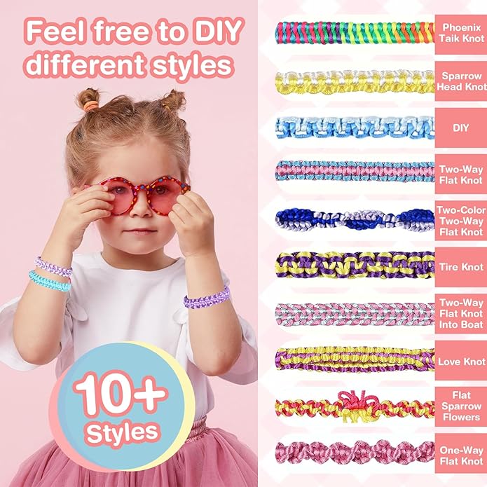 Bracelet Making Kit Toys for Ages 8+ Year Old Girls Gifts Ideas, Bracelet kit Birthday Gifts for Teen Girls, Arts and Crafts String Maker Tool, Portable Bracelet DIY Travel Activity Set