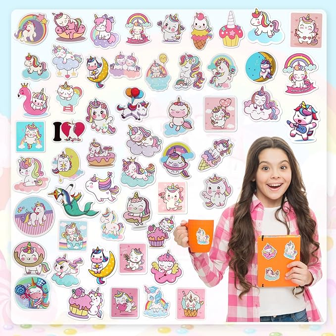 122pcs Unicorn Party Favors for Kids, Unicorn Party Decorations, Includes Unicorn Stampers for Kid, Slap Bracelets, Rings, Stickers, Luggage Sticker Unicorn Party Supplies for Birthday Gift
