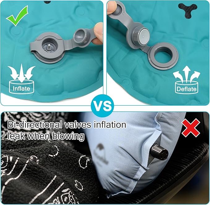 BreezCamp Inflatable Seat Cushion, Lightweight Stadium Seat Pad, Camping Accessories Chair Pad for Airplane Travel, Hiking, Climbing, Home and Office,Peacock Blue