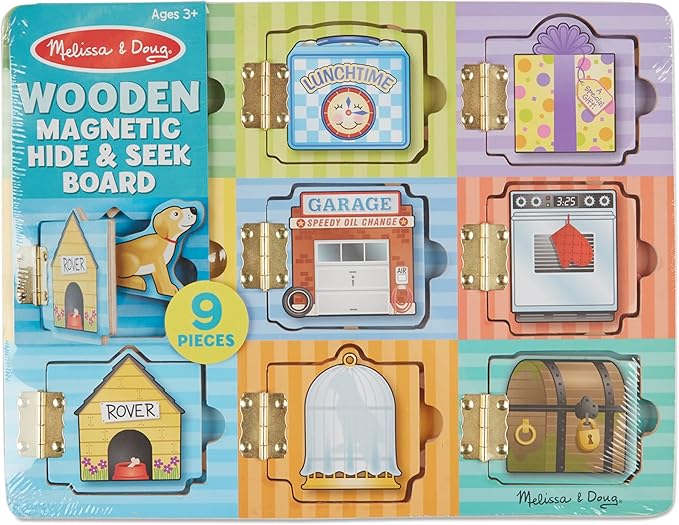 Melissa & Doug Hide and Seek Wooden Activity Board With Wooden Magnets