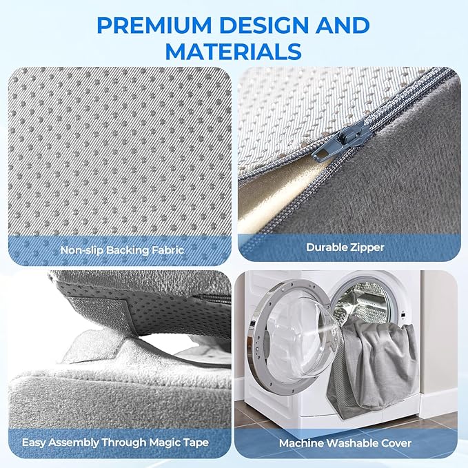 3-Level Adjustable Foot Rest for Under Desk at Work, Ergonomic High-Density Foam Footstool with Crystal Velvet Washable Cover for Office/Home/Game (Gray, 17x11.2x17 Inch)