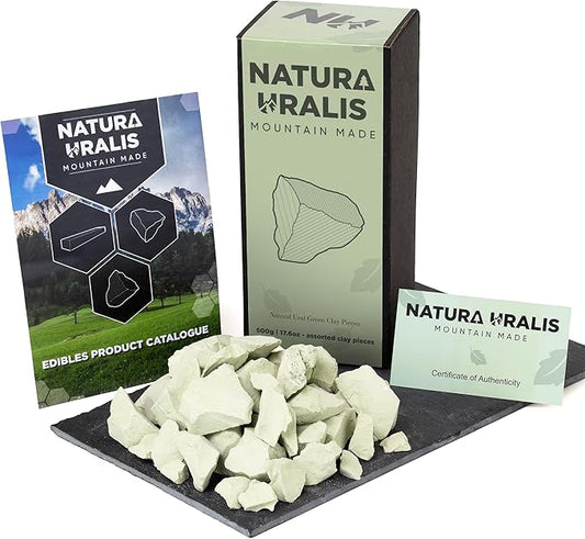 Ural Green Clay | 17oz of Natural Green Clay, Pastel to Verdant Green - Amazing Crunch, Satisfying Earthy, Velvety and Firm Texture, ASMR Sensation