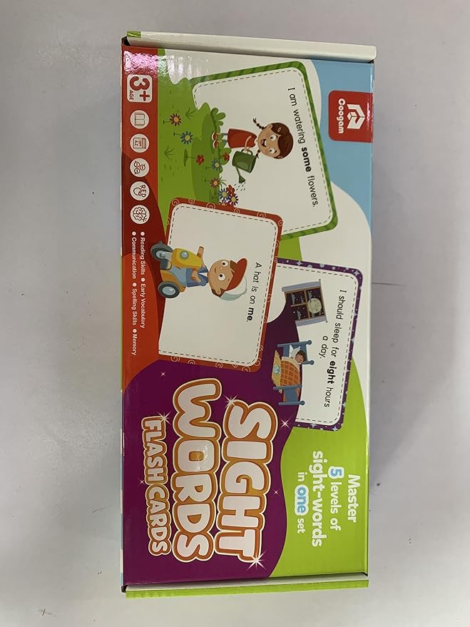 Coogam Sight Words Educational Flashcards - 220 Dolch Sightwords Game with Pictures & Sentences,Literacy Learning Reading Cards Toy for Kindergarten,Home School Kids 3 4 5 Years Old