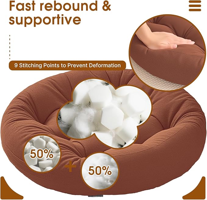 2Pcs Floor Pillows for Adults, 22x22 Inch Meditation Cushions, Large Round Sitting Cushion Living Room Memory Foam Pillow for Sitting (2, Brown, 22x22x4 Inch)