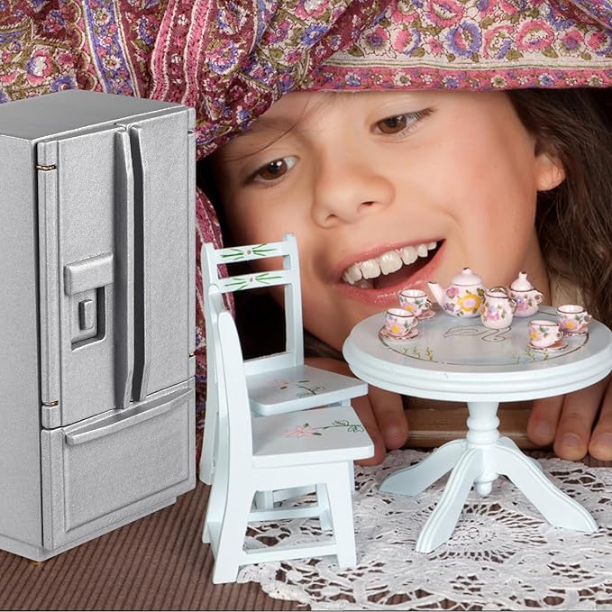 ibasenice Miniature Dollhouse Refrigerator Accessories - Miniature Dollhouse Furniture Refrigerator Toy Realistic Mini Fridge Model Kitchen Accessories Toy Tiny Doll House for Dollhouse Decor
