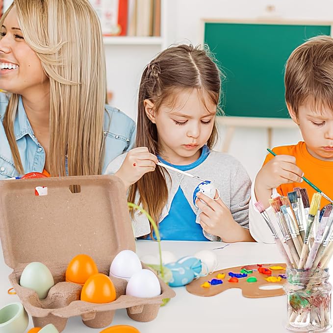 3 Otters 12PCS Egg Play Food Set for Kids Kitchen, Wooden Egg Toys Pretend Separable Egg with Yolk Painting Eggs for Kids Early Development Learning Birthday