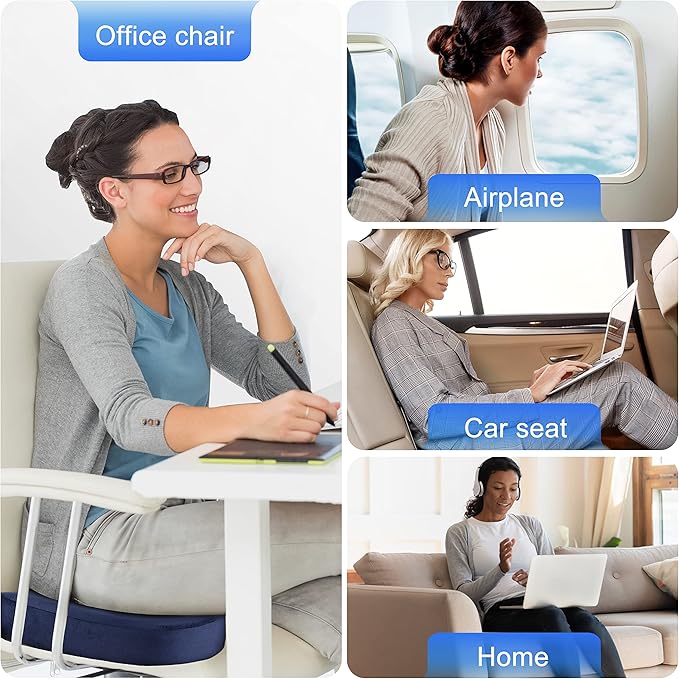 WAOAW Car Seat Cushion, Coccyx Cushion, Tailbone Pain Relief Cushion, Memory Foam Chair Pad for Back, Coccyx, Tailbone Pain Relief