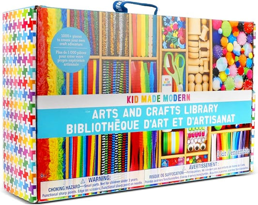Kid Made Modern Arts and Crafts Kit - A DIY 1000+ Piece Hobby Craft Supplies & Materials Box for Creative Art Projects for Kids Ages 4 5 6 7 8 9 10 11 & 12 Year Old Girls & Boys