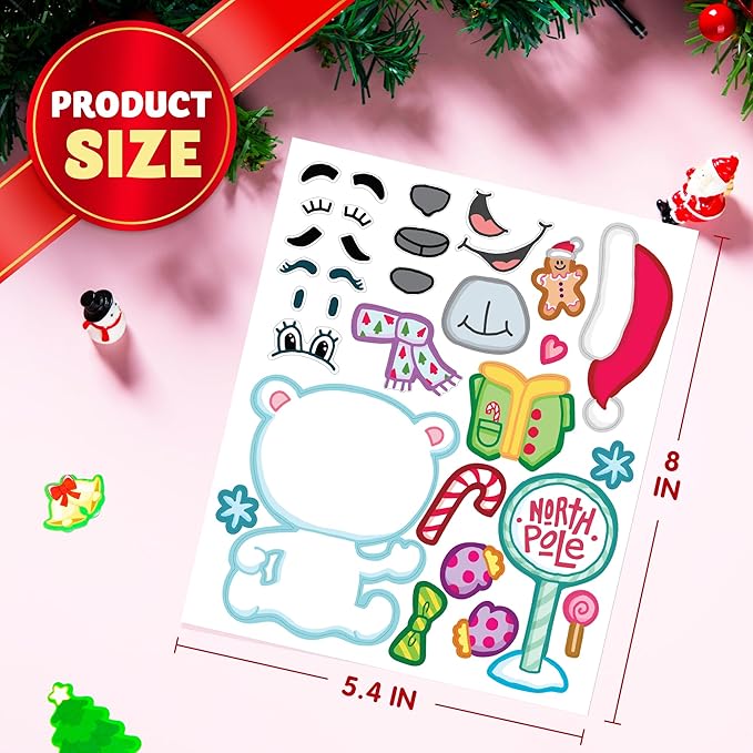JOYIN 48 Pcs Christmas Make-a-face Sticker Sheets Make Your Own Characters Sticker with Full Body Design Santa Santa, Gingerbread, Snowman, Reindeer and Elf Kids Party Favor Supplies Xmas Craft