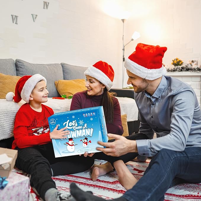 24 Pack Build a Snowman Kit, Christmas DIY Snowman Crafts for Kids Bulk, Snowman Kit Winter Decorations Indoor, Creative Kids Air Dry Clay Modeling Crafts Kit for Christmas Kids Gifts Favor Supplies