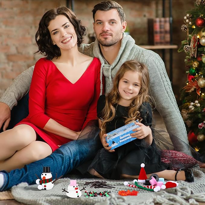 Aneco 10 Pack Christmas Melting Snowman DIY Craft Kit Build Snowman Toys Foam Putty Snowman Making Decorating Kit Xmas Gift for Kids Christmas Stocking Stuffers and Winter Party Supplies