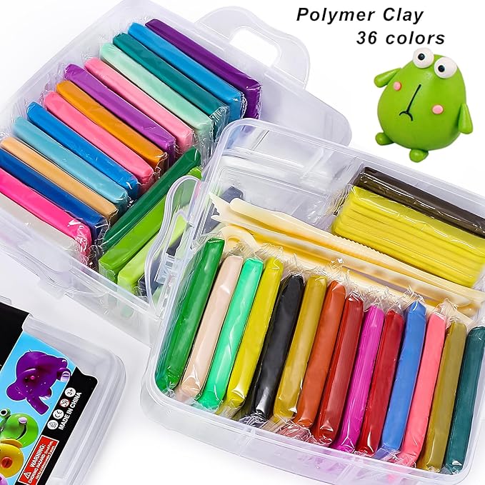 CiaraQ Polymer Clay 36 Colors, Modeling Clay Starter Kits for Kids, Oven Baked Model Clay with Sculpting Tools, Safe and Non-Toxic, Great for Children and Artists
