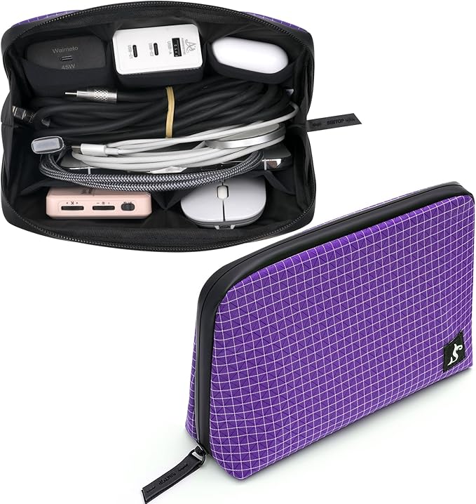 SIMTOP Cord Organizer Travel Small Tech Bag Pouch Case for Cords, Charger, Hard Drive, Power Bank – Water-Resistant Electronics Organizer, Small Portable Gadget Case for Travel