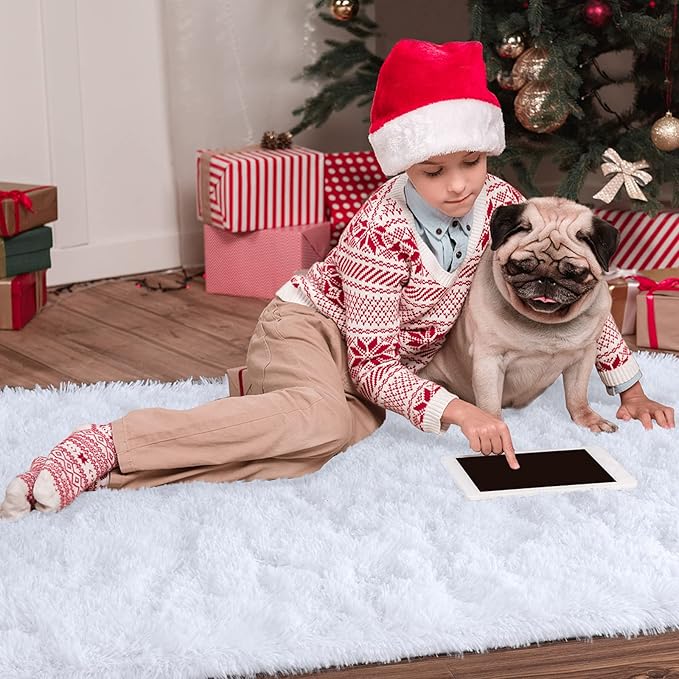 Noahas Ultra Soft Fluffy Bedroom Rugs Kids Room Carpet Modern Shaggy Area Rugs Home Decor 2.6' X 5.3', White