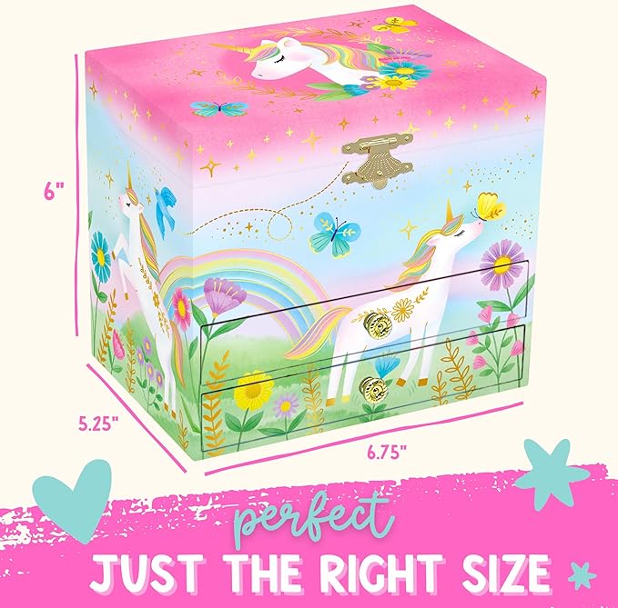 Giggle & Honey Musical Unicorn Jewelry Box for Girls - Kids Dancing Unicorn Music Box with Mirror, Unicorn Gifts for Little Girls, Childrens Birthday Gift, Ages 3-10