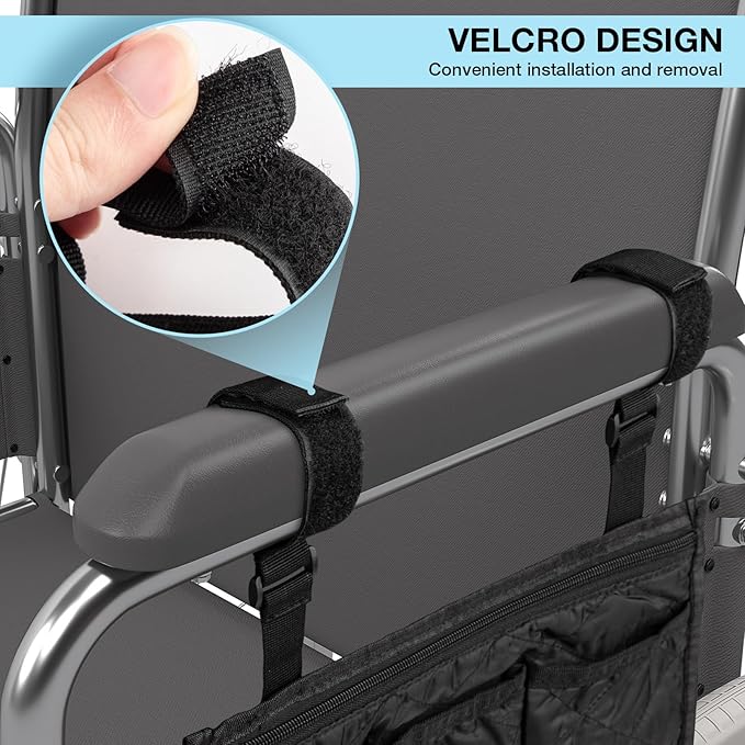 Noverlife 2 Packs Wheelchair Side Bag, Black Walker Bag w/Cup Holder Waterproof Wheelchair Armrest Pouch, Side Storage Pouch Organizer Bag Wheelchair Pouch Side Pocket for Most Seniors Wheelchairs