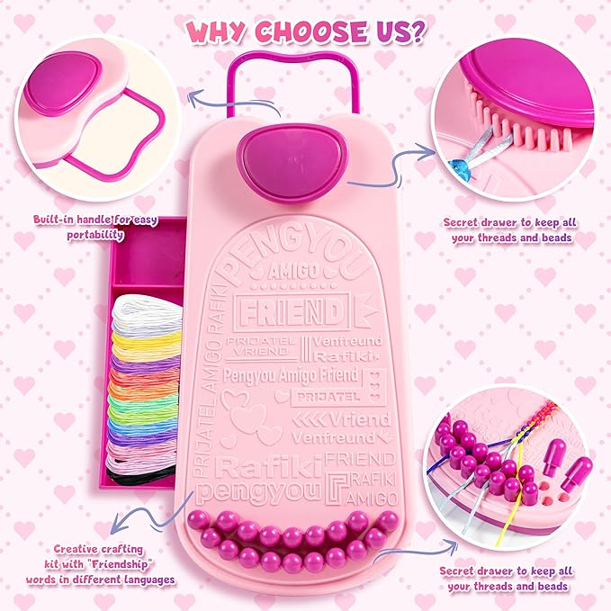 Friendship Bracelet Kit Bracelets Maker: String Bracelet Maker Tool - Gifts for 7 8 9 10 11 12 Girls Women - Craft Kit, Kids Jewelry-Making Kit