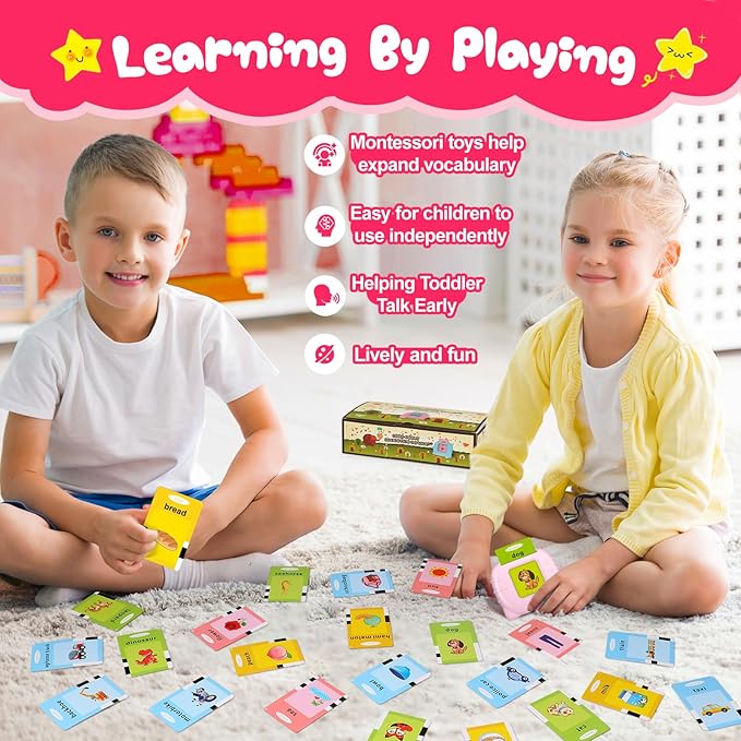 Toddler Toys for 2 3 4 5 Year Old Girls, Learning Flash Card Toys for 1+ Year Olds, Autism Speech Therapy Sensory Toys with Pictures and Colors, Birthday Gifts for Girls Age 1-6