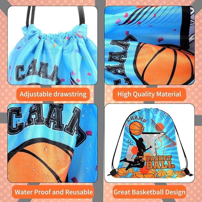 Basketball Party Favors Basketball Wristband Basketball Charm Bracelets Basketball Theme Drawstring Bags Gift Bags For Birthday Party Basketball Party Sports Team Gifts Supplies