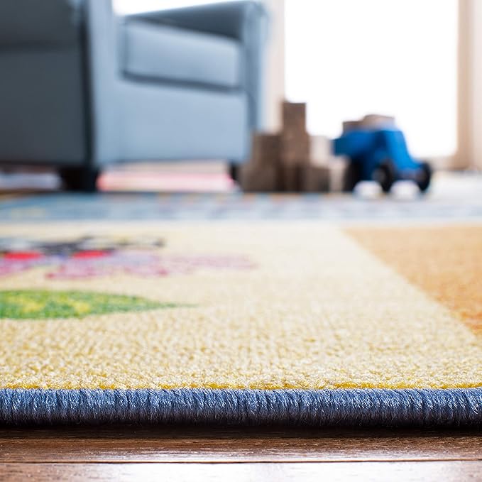 SAFAVIEH Kids Playhouse Collection Area Rug - 5'5" x 7'7", Blue & Green, Non-Shedding Machine Washable & Slip Resistant Ideal for High Traffic Areas for Boys & Girls in Playroom, Bedroom (KPH224M)