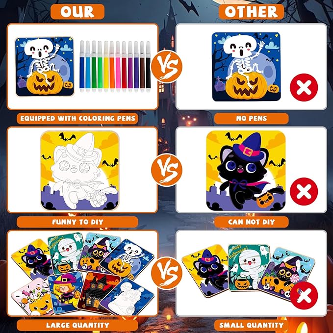 8 Pack Halloween Wooden Puzzles for Toddlers Halloween Puzzles Coloring Craft Kits for Kids Boys Girls Montessori Toys Halloween Party Favors Treat Bag Gifts Educational Learning Jigsaw Puzzle